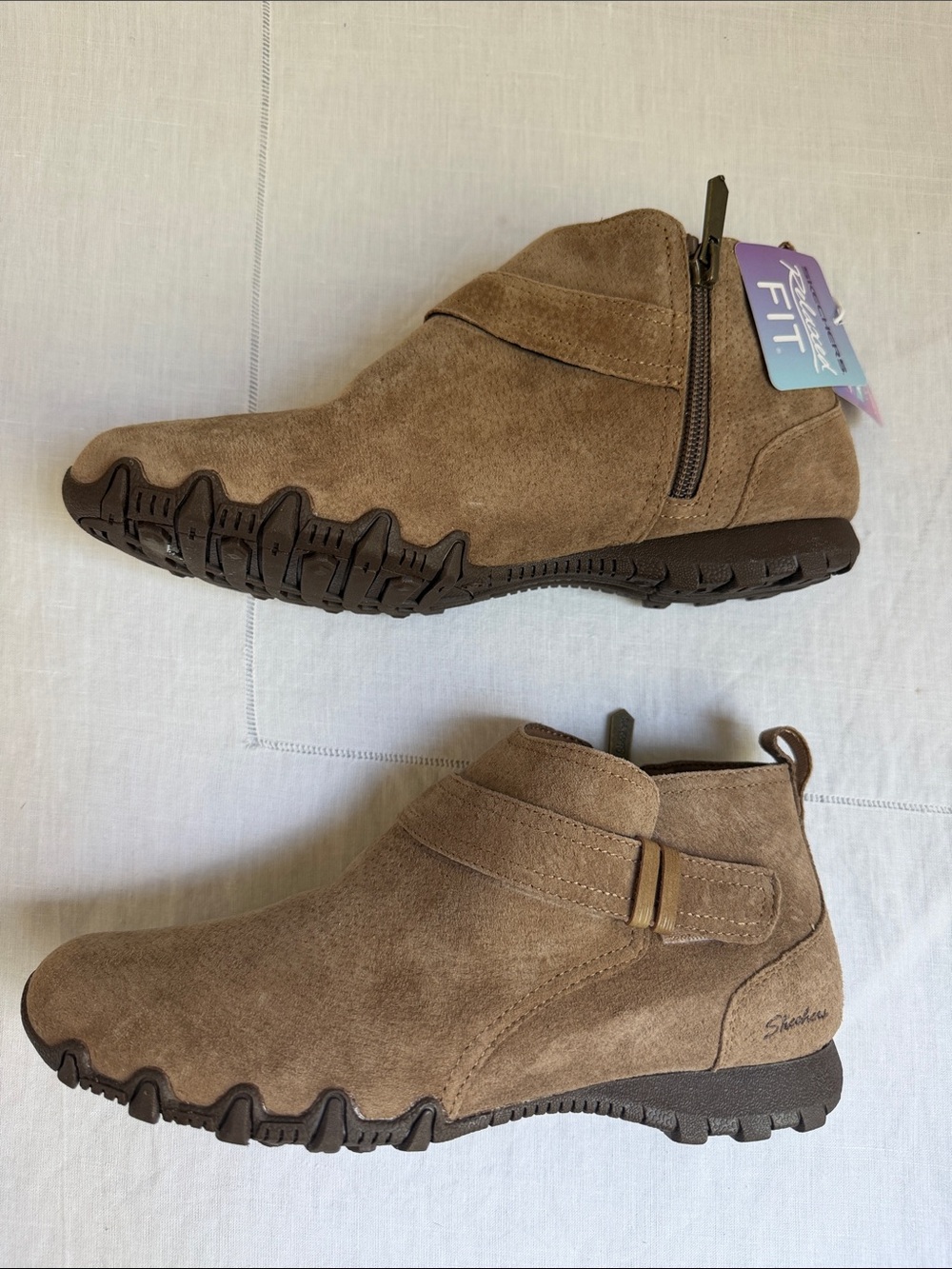 NWT Skechers Bikers Lite Radiant Momentum Suede Booties/Shoes Tan Women's Size 8 - Picture 5 of 7
